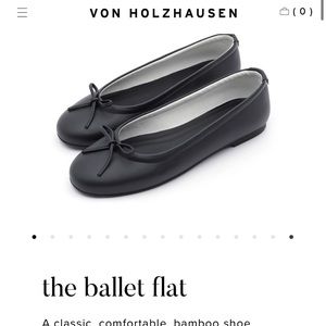 NWOT Von Holzhausen Black Leather Ballet Flats Size 7